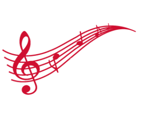 Logo Cantorije Koor Etten Leur wit met rode muzieknoten